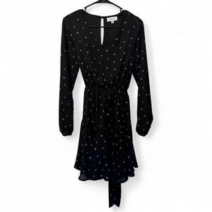 Gilli Black Long Sleeve Dress with White Floral Pattern Women’s Small Like New